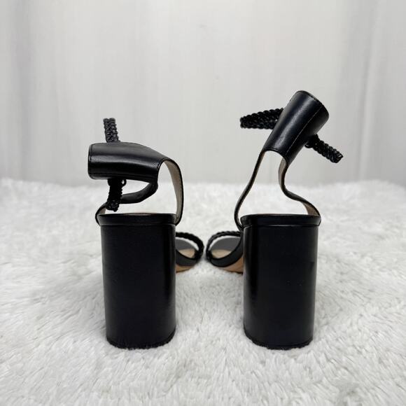 POUR LA VICTOIRE ANTHRO / Hazel black braided ankle strap heeled sandals / 10 - Picture 6 of 11